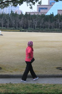 Walking with Hair in Curlers