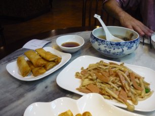 Spring Rolls and Mushroom soup