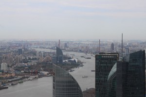 At 3 o'clock the Huangpu River turning north